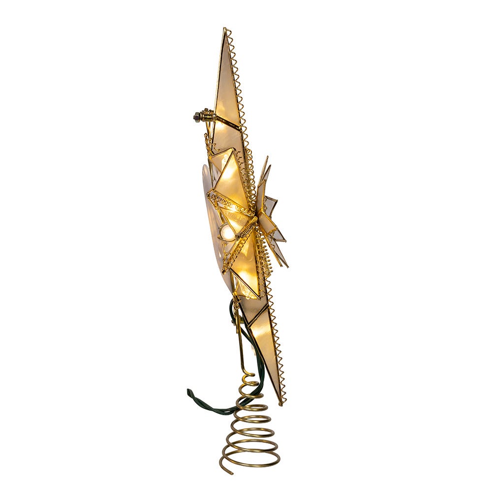 Kurt Adler 10.5-Inch 10-Light LED Capiz Bethlehem Star Tree Topper